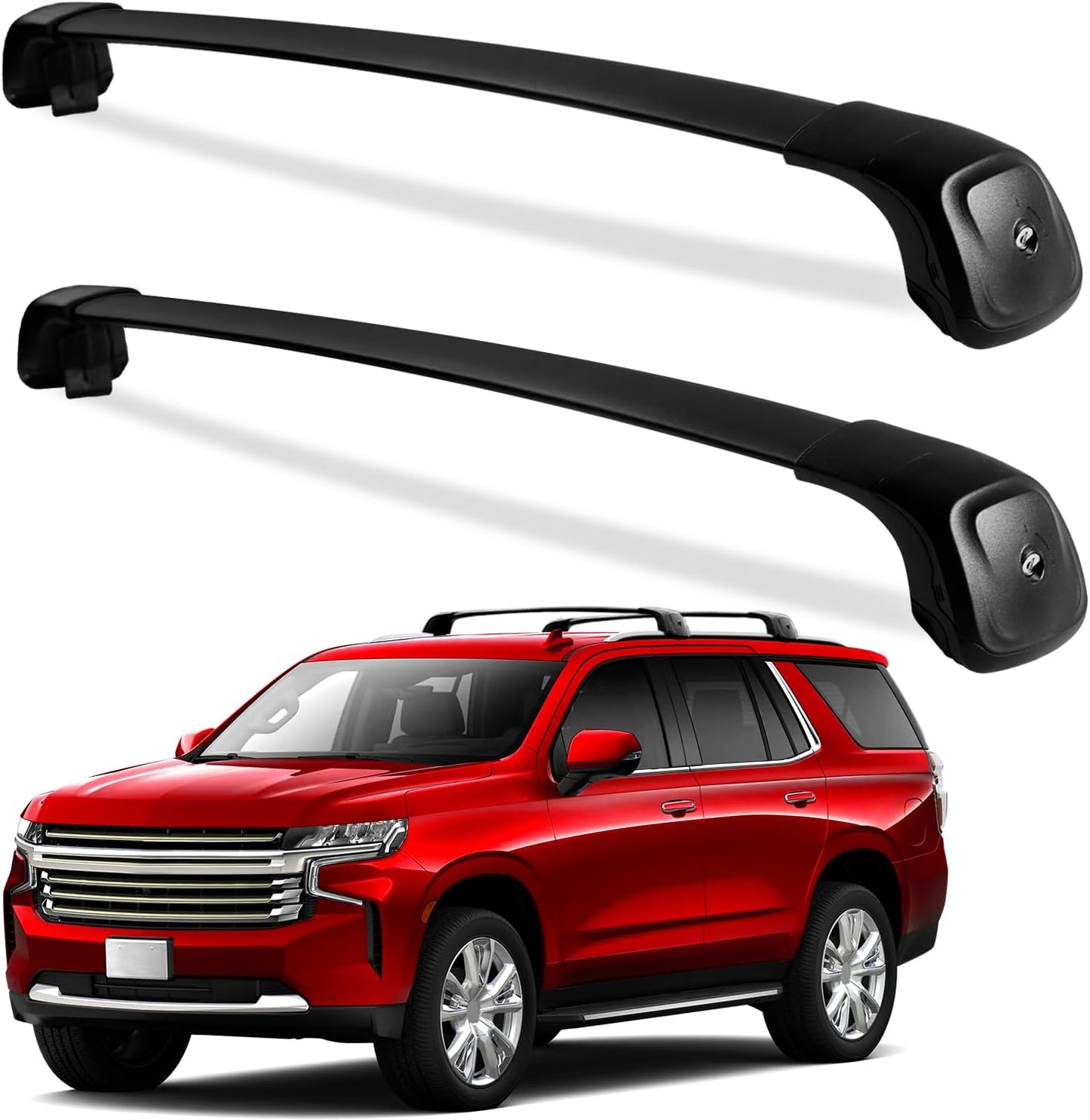 Heavy Duty 330lb Roof Rack Cross Bars Compatible with Chevrolet Suburban & Tahoe 2021 2022 2023 2024 GMC Yukon XL, Cadillac Escalade ESV Lockable Aluminum Black Crossbar Carrier Luggage