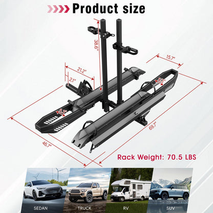 Foldable Hitch Bike Rack for 2 Fat Tire E-Bikes