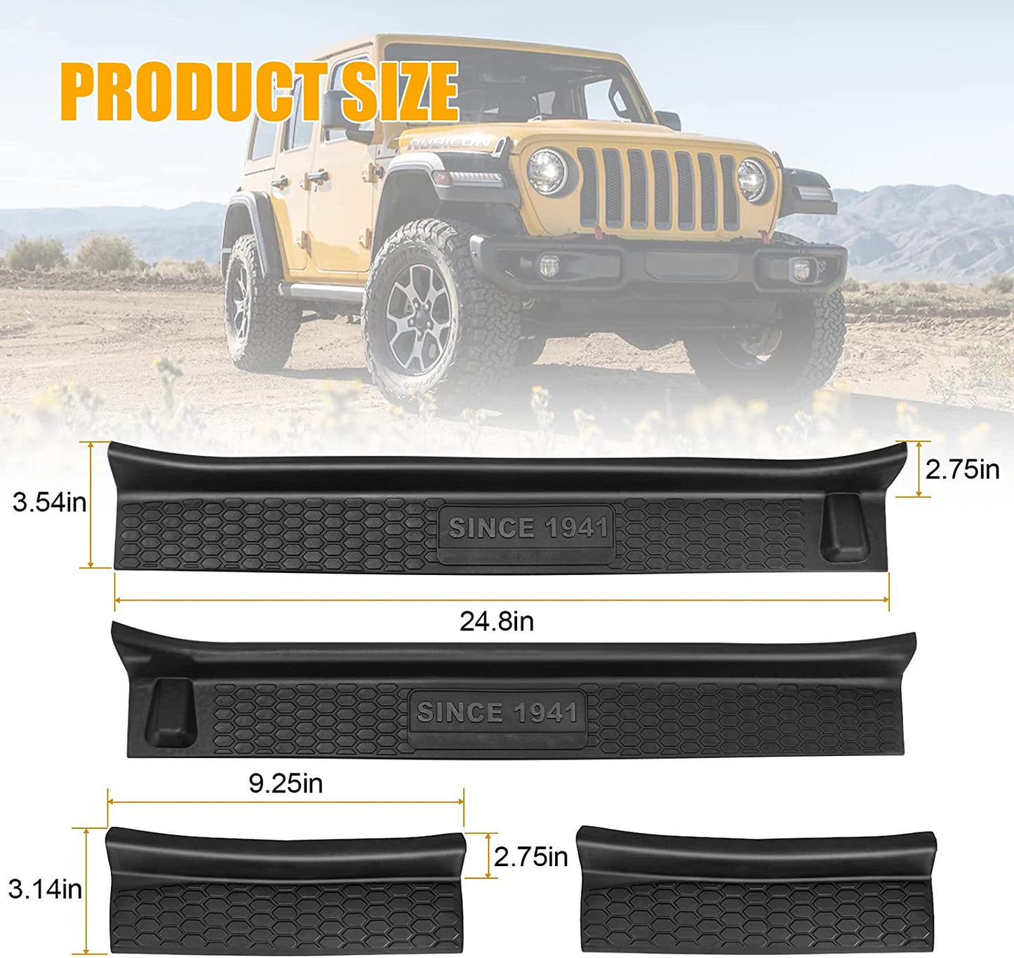 Door Sill Guards Kit with Logo 1941, Door Sill Guards Edge for 2018-2021 Jeep Wrangler JL JLU Gladiator JT 4-Door Accessories Parts Door Sill Protector Replacement, 4pcs/Set