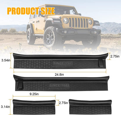 Door Sill Guards Kit with Logo 1941, Door Sill Guards Edge for 2018-2021 Jeep Wrangler JL JLU Gladiator JT 4-Door Accessories Parts Door Sill Protector Replacement, 4pcs/Set - OMOTOR