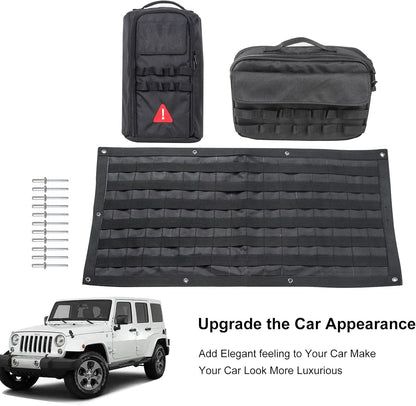 RT-TCZ Tailgate Storage Bag Tool Kit Cargo Organizer Storage Pockets Canvas for Jeep Wrangle TJ JK JKU JL JLU 1997-2022,3PCS