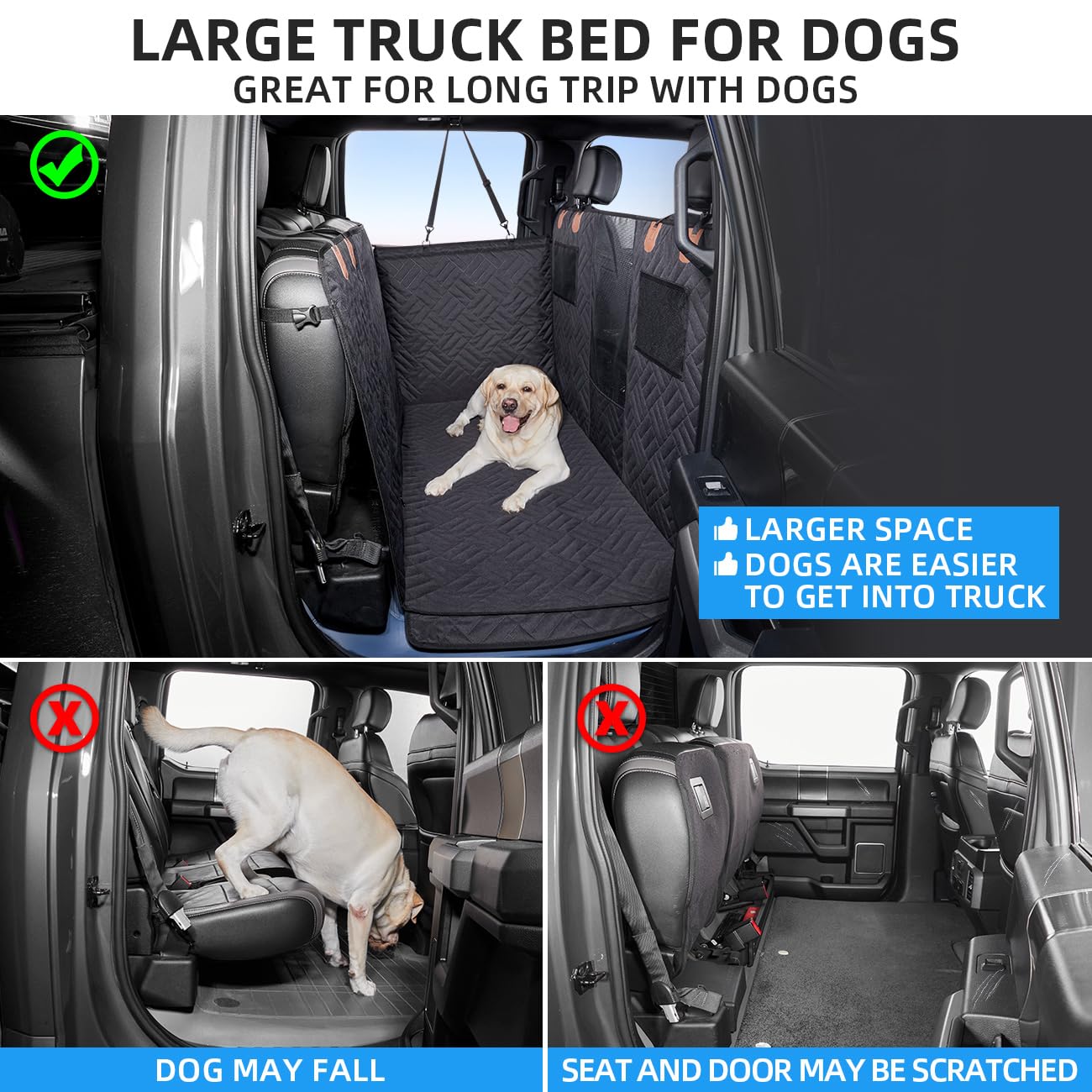 Dog Car Seat Cover for Back Seat,Dog Hammock for Truck,Back Seat Pet Cover,Back Seat Extender for Dogs,for Truck F150 /RAM 1500/Silverado/GMC/Tundra