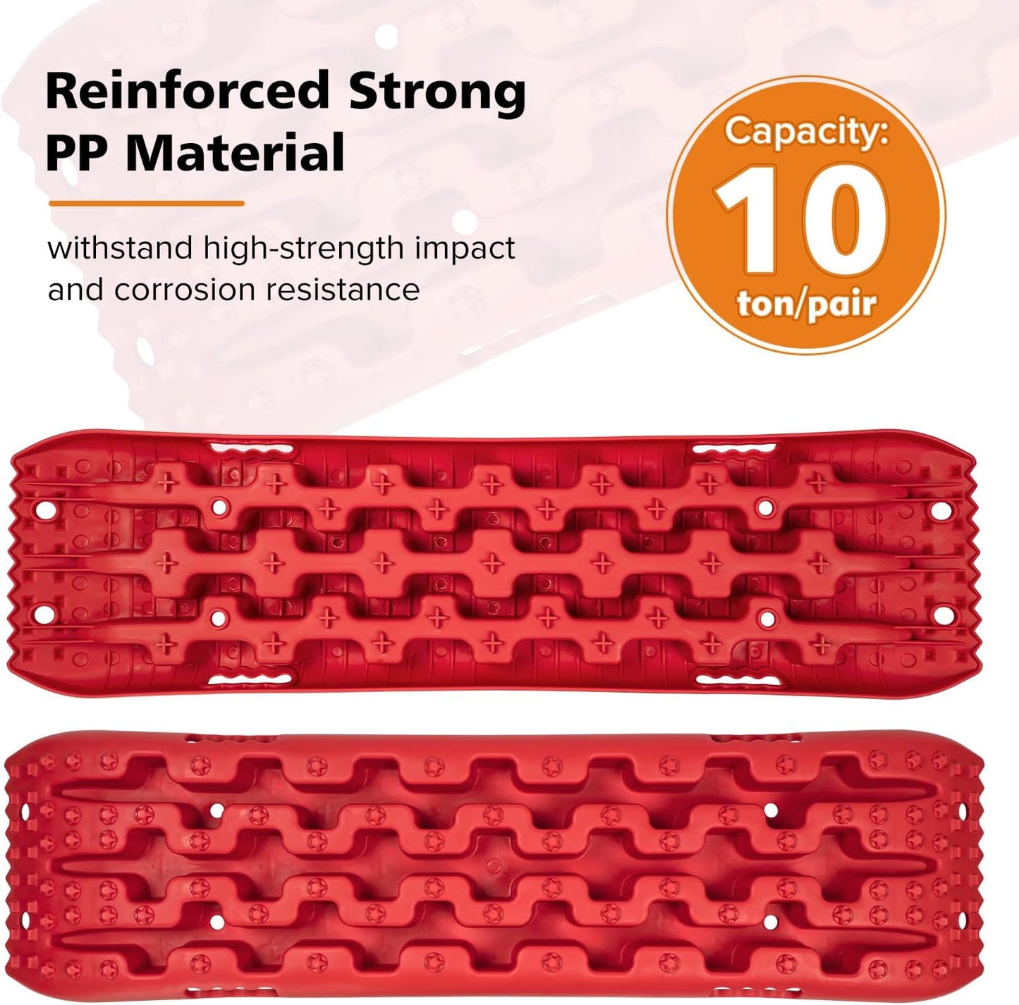 Donext Recovery Traction Boards, Offroad Tracks Board, Traction Tire Ladder, 4WD Traction Mats for Sand, Mud & Snow, Snow Chains(41in-Red)