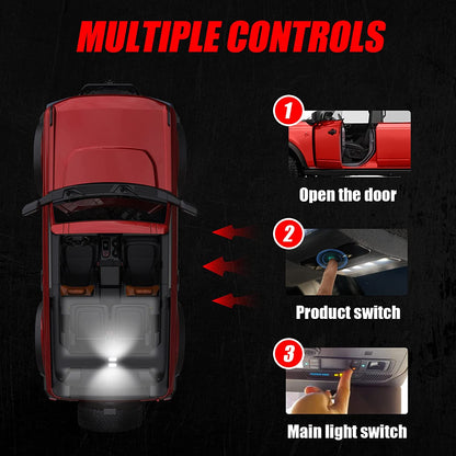 Rear Ceiling Lights Compatible with Ford Bronco 2021 2022 2023, Reading lights for Bronco Accessories 2-Door, Trunk Cargo Area LED Roof Lamp Touch Switch (NOT FIT 4 DOOR) - OMOTOR