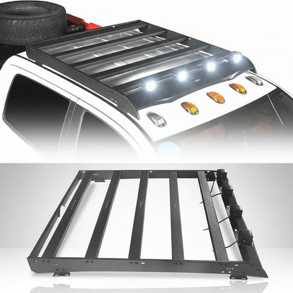 Roof Rack Steel Crossbars Cargo Carrier Basket with LED Lights for 2014-2021 Toyota Tundra Crewmax Pickup Truck