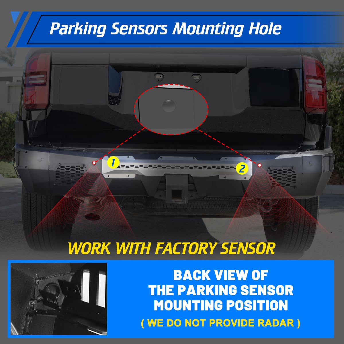 Rear Bumper Compatible with Toyota Land Cruiser LC250 2024 - 2026 with Side Wings & 2 * LED Pod Lights