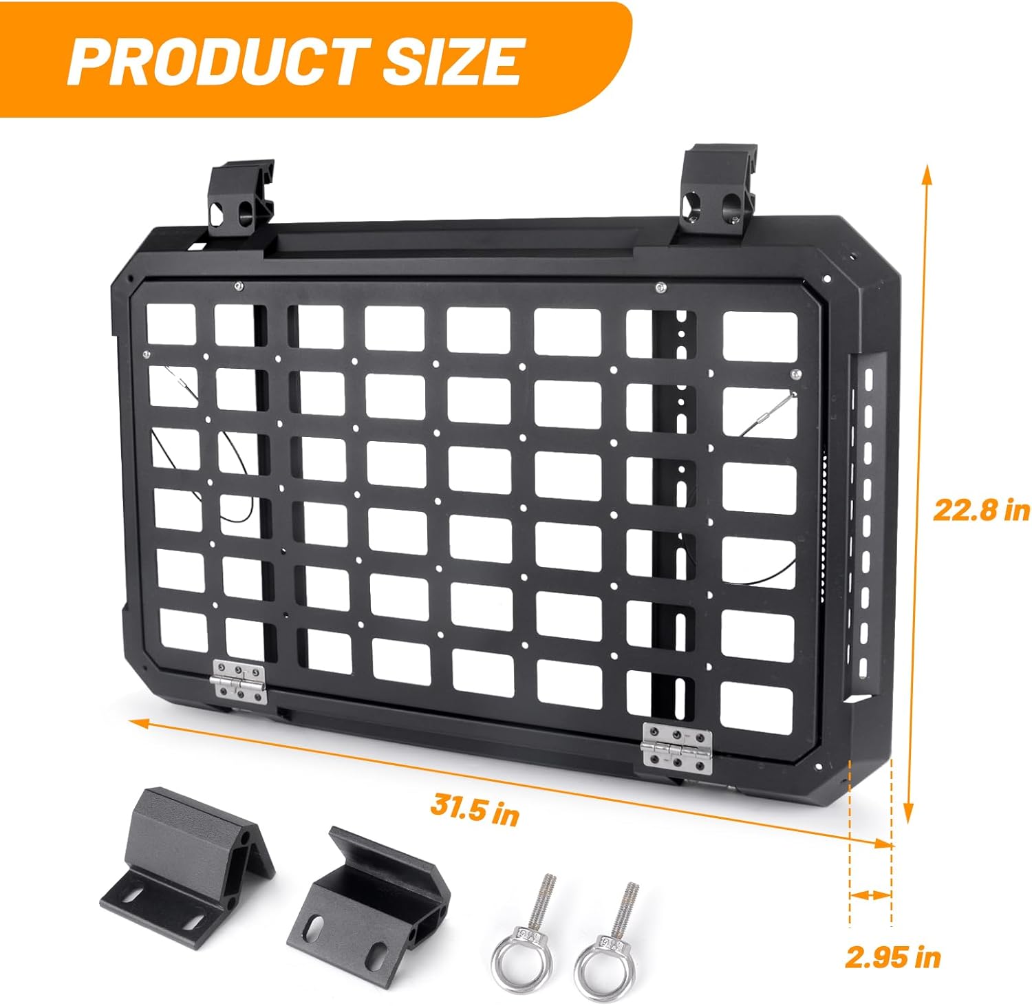 Rear Window Storage Table Molle Panel Flank Kit Rear Foldable Window Shelf for Jeep Wrangler 2018-2025 JL 4 Doors