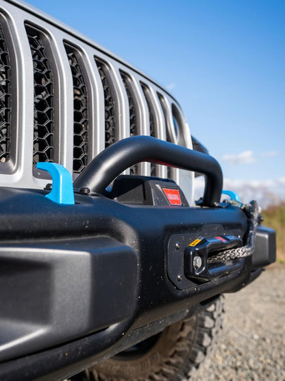 RockTrix Black Front Brush Guard, 3.12 inch Height to Clear Winch, Compatible with 2018+ Jeep Wrangler JL, 2019+ Gladiator JT - Steel Bar Grille Guard for Steel Rubicon Bumper