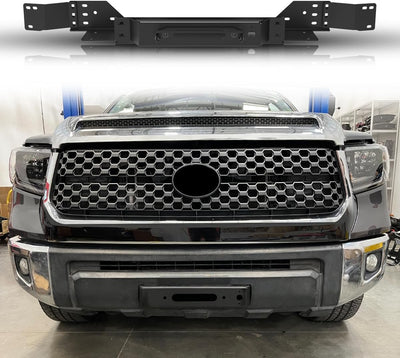 Front Hidden Winch Plate for 2014-2021 Toyota Tundra with Flip-up Licence Plate Mounting Bracket