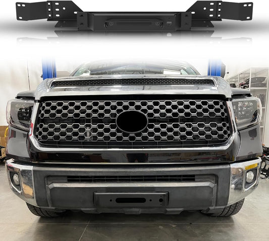 Front Hidden Winch Plate for 2014-2021 Toyota Tundra with Flip-up Licence Plate Mounting Bracket