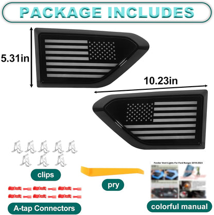 Smoked Led Fender Lights Fit For 2019 - 2023 Ford Ranger (For xl xlt lariat tremor only)