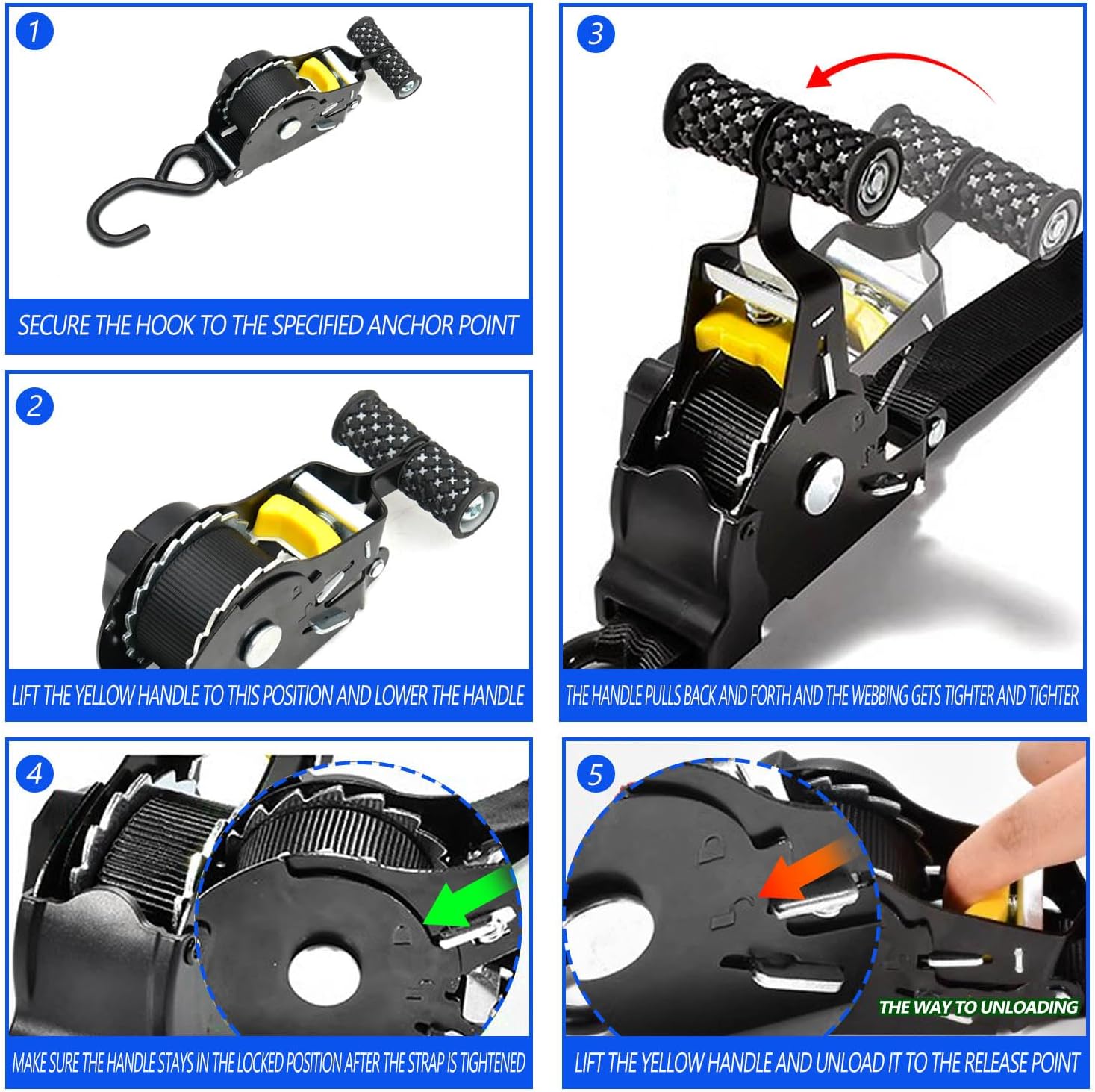 2PCS Retractable Ratchet Straps Compatible with 2015-2025 Ford F150 Retractable Tie Down Straps Replacement for 2015-2025 Ford F-150 Accessories