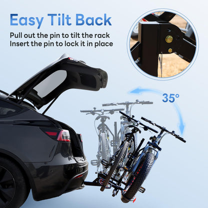 Heavy-Duty Tilting 2-Bike Hitch Rack with Fat Tire Compatibility