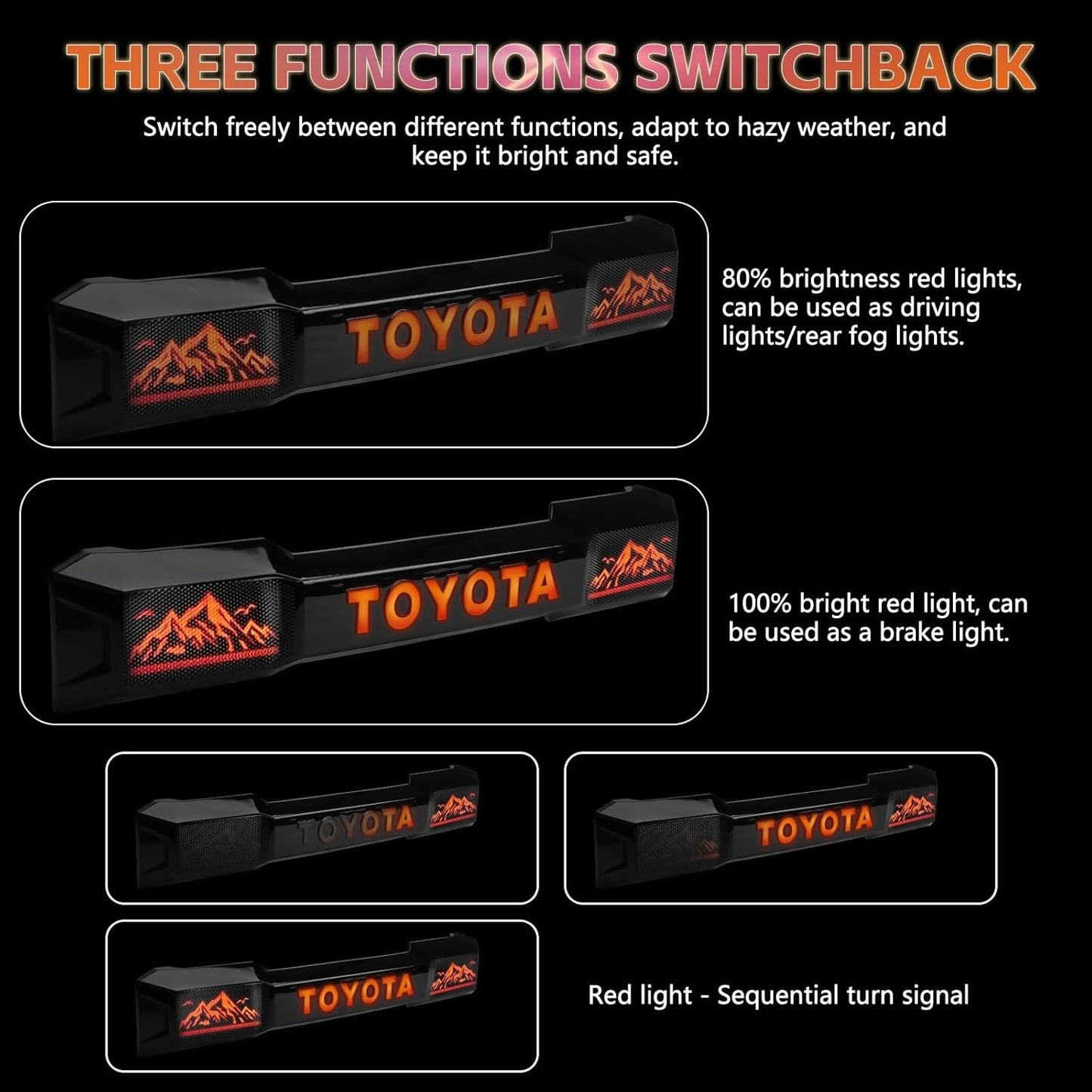 LED Trunk Tail Light for 2025 2026 Toyota 4Runner, Dynamic Flowing Turn Signal, Width Tailgate Ambient Lighting with Snow Mountain, Plug and Play, 2025 4Runner Accessories