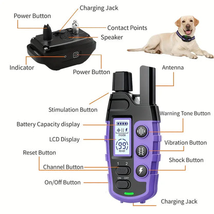 3300Ft Dog Training Collar - Adjustable Nylon Strap, Electric Shock, Vibration & Sound Modes, Rechargeable, 360ft Range, Suitable for Small to Large Dogs (5-150lbs) with Remote Control - OMOTOR