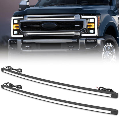 37 Inch 2PCS Amber LED Grille Light Bar Kit for 2017-2022 Ford F-250 Super Duty - OMOTOR