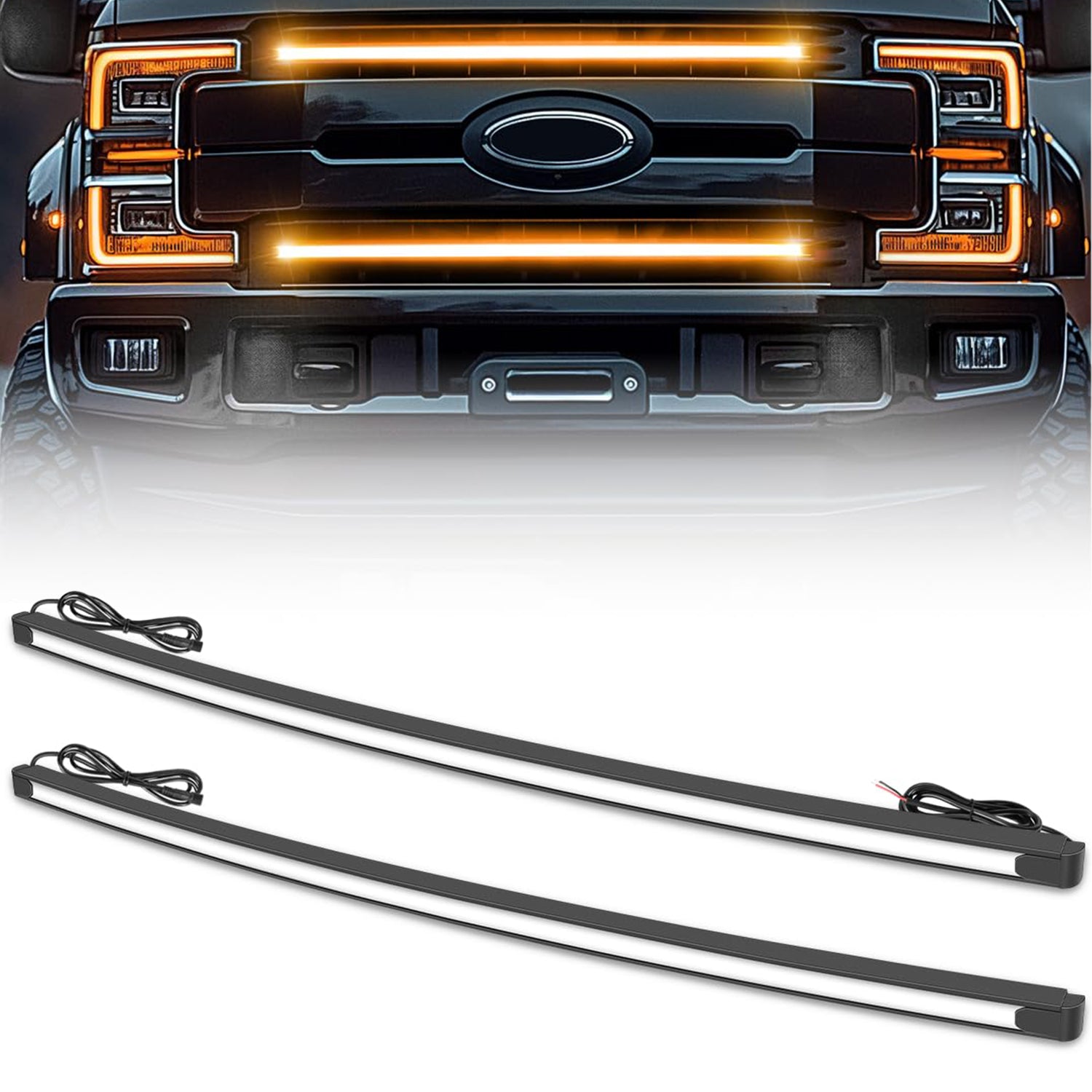 37 Inch 2PCS Amber LED Grille Light Bar Kit for 2017-2022 Ford﻿ 2017-2022 Ford Super Duty F-250 F-350 or F150 Platinum