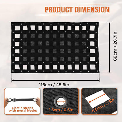 Heavy Duty UTV Cargo Net Stretchable UTV Roof Rack Bed Rail Cargo Bungee Netting with Straps Compatible with Polaris Ranger General Can am Defender Commander Maverick- 47" L 27" W - OMOTOR