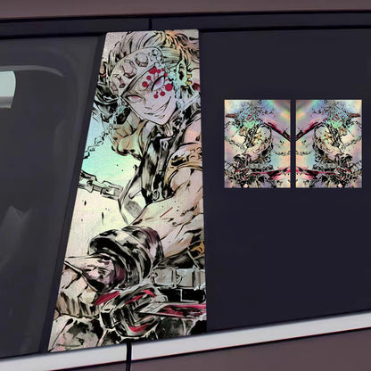 Universal Demon Slayer HD Anime Decals with Rainbow Holographic Effect Car B Pillar Stickers - OMOTOR