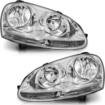 Headlight Assembly for 2005-2010 Volkswagen Jetta Sedan & 2006-2009 GTI/Rabbit - Compatible with 2008 R32, Non-Xenon/HID - OMOTOR