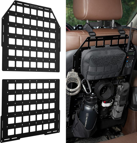 OneTigris Molle Seat Back Organizer, Tactical Rigid MOLLE Car Panel, Fiberglass Universal Car Seat Cover Back Seat Organizer for Vehicles Trucks Cars Mount Rack for Modular Storage & Display