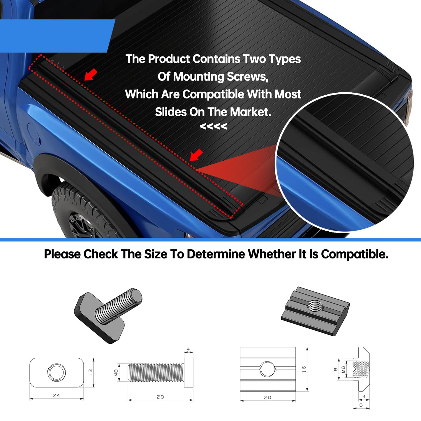 Adjustable Truck Bed Rack Cross Bars(2-Pack) for Mid-Size Trucks Compatible with Retractable Hard Tonneau Covers