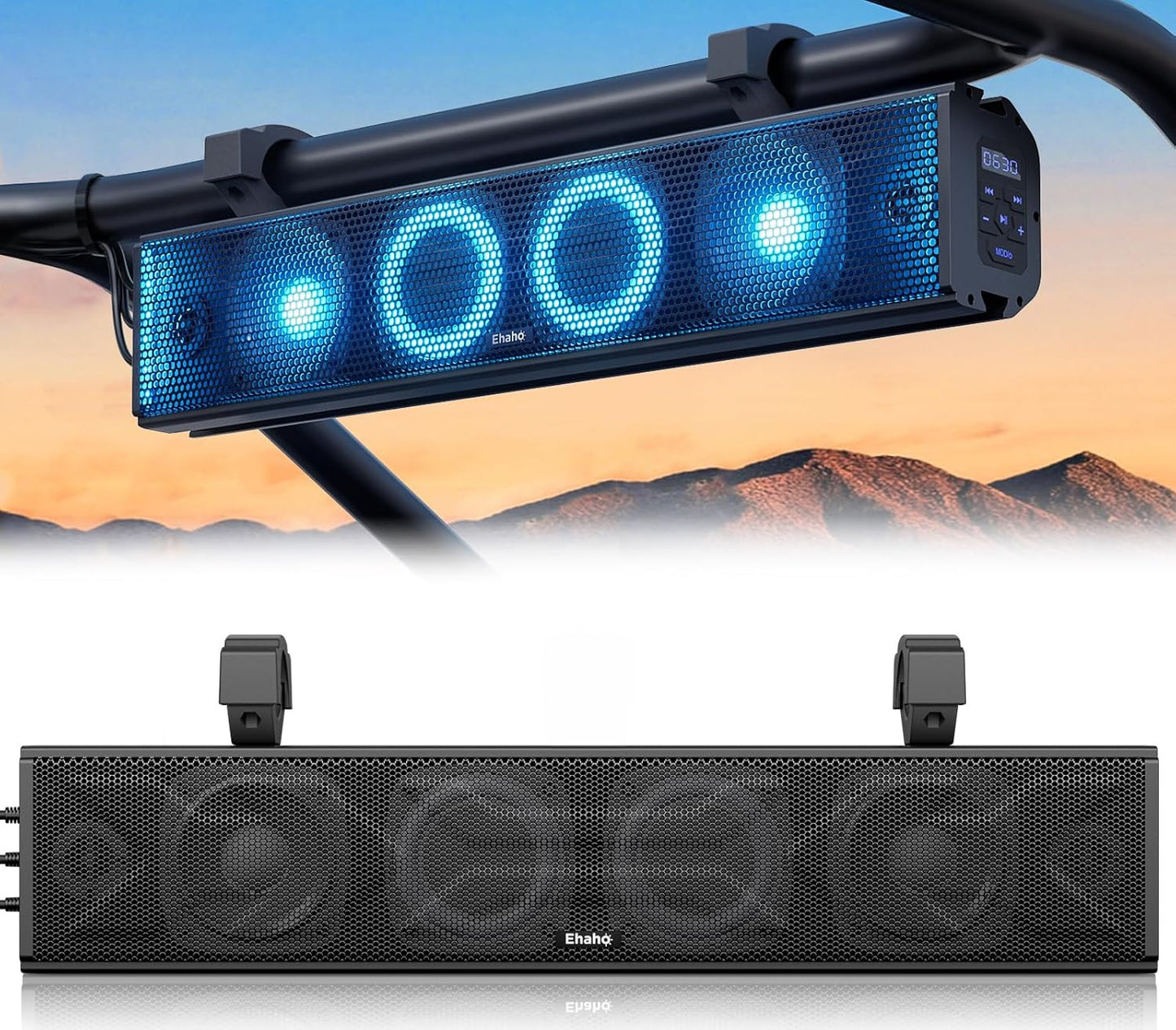 25 Inch UTV Sound Bar, ATV SoundBar Bluetooth with RGB Lighting, Amplified Powersports SXS Sound Bar, Waterproof Golf Cart Sound Bar, UTV Speakers Compatible with Polaris RZR Can-Am