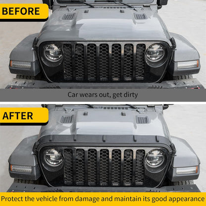 Hood Protector Compatible with 2020+ Jeep Gladiator 2018+ Jeep Wrangler JL Hood Shield TPE Hood Deflector Hood Guard for 2024 2025 Gladiator Wrangler JL Accessories
