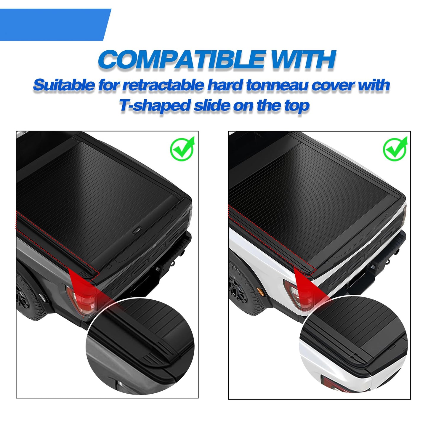 Adjustable Truck Bed Rack Cross Bars(2-Pack) for Mid-Size Trucks Compatible with Retractable Hard Tonneau Covers