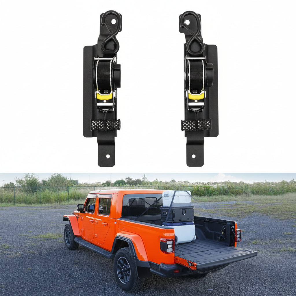 2PCS Retractable Ratchet Strap Compatible with 2020-2026 Jeep Gladiator