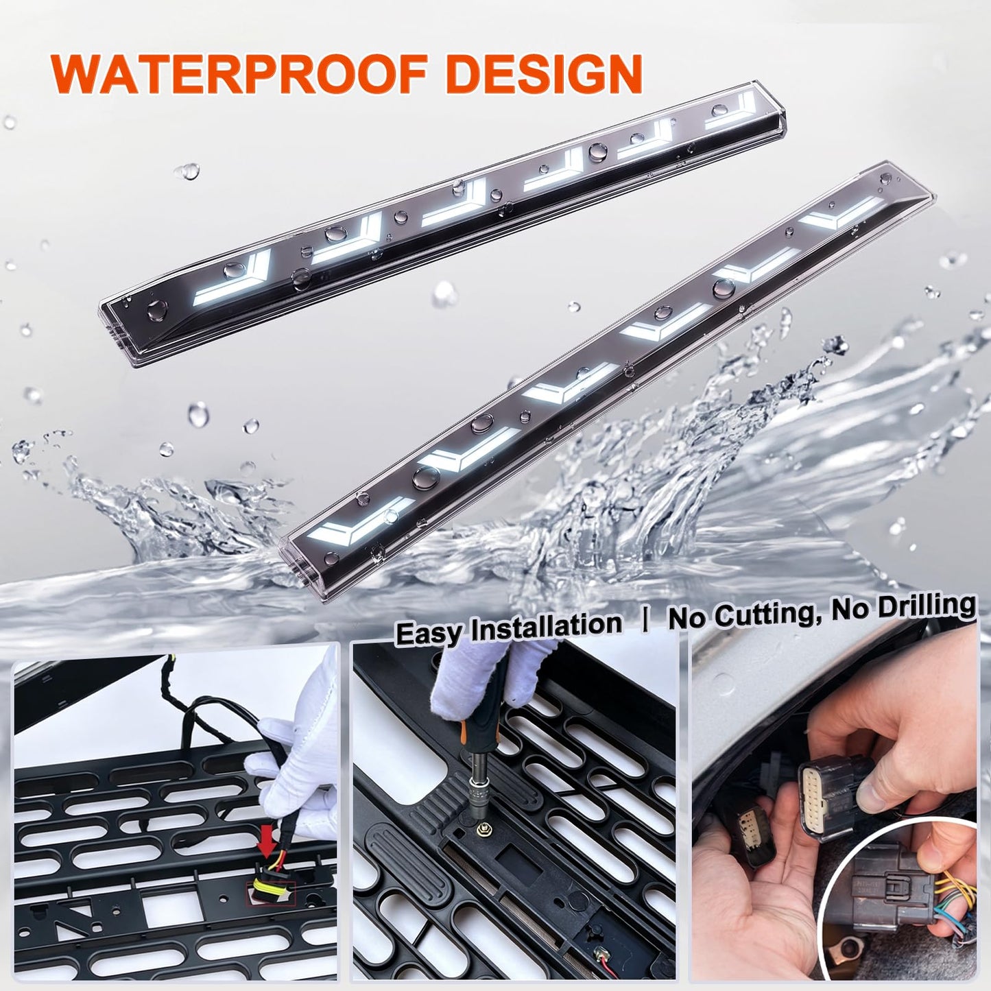 2PCS LED Grill Light Bar Compatible with 2021-2025 Ford Bronco 2/4 Door