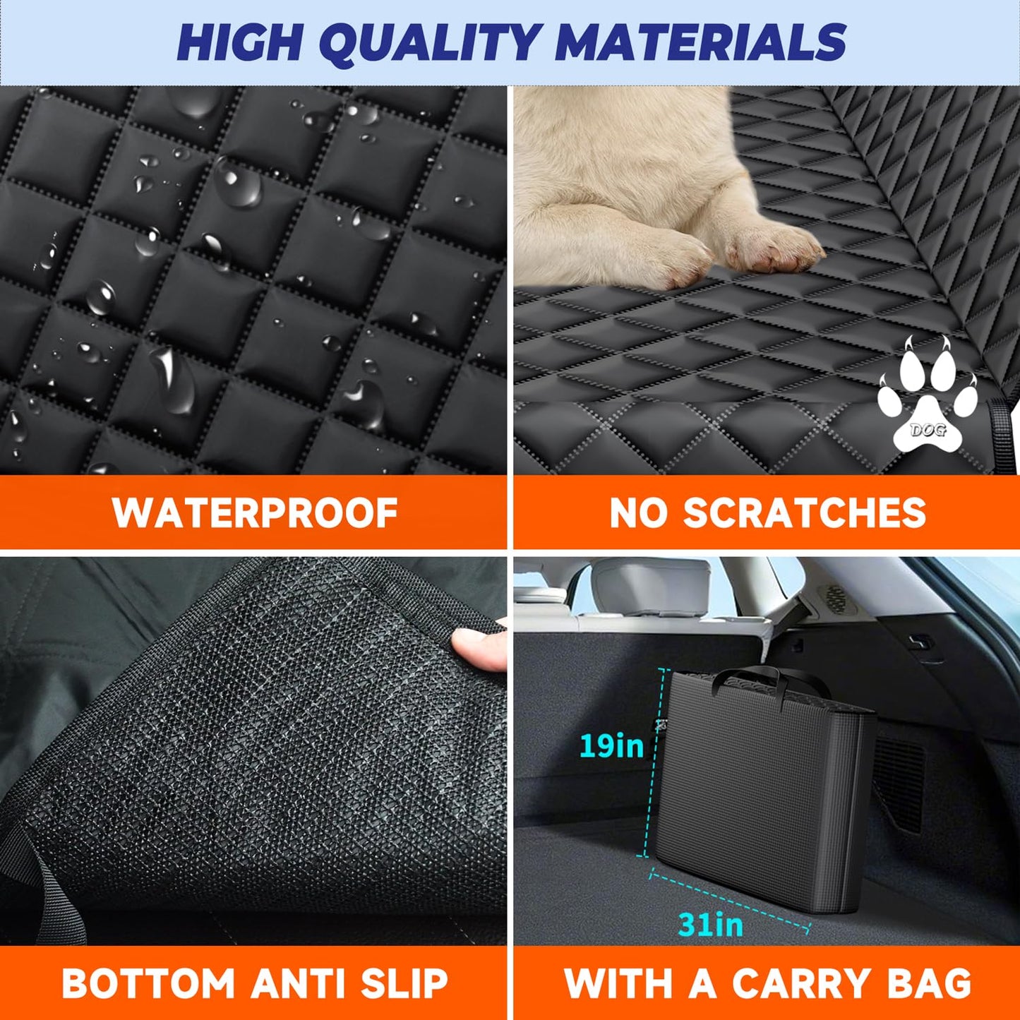 Dog Seat Cover for Trucks, Hard Bottom Dog Hammock Back Seat Extender for Dogs for F150, RAM1500, Silverado - Waterproof Truck Seat Protector for Dogs Back Seat (Black)