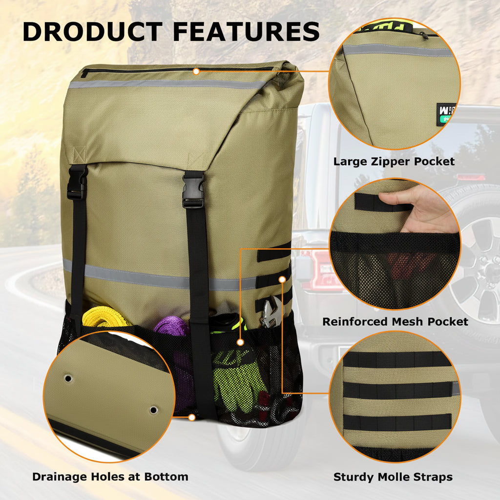 Spare Tire Trash Bag, Offroad Storage Bag Heavy Duty Truck Tailgate Fits up to 40" Tire for Jeep Truck SUV Car