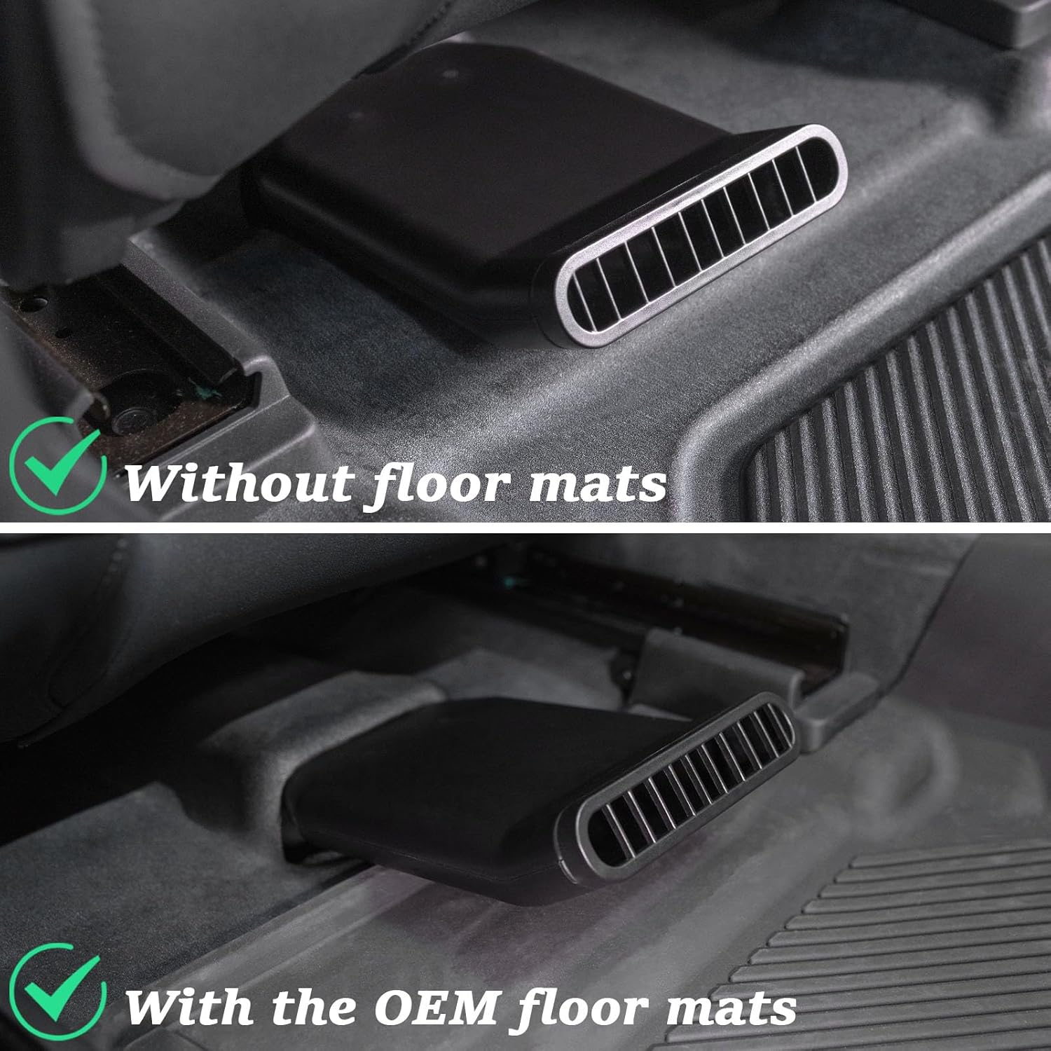 TOPINSTALL Plug-in Under Seat Vent Deflectors Compatible with 2021-2025 Ford Bronco 4 Doors, Cooler Summer Air Vent Extension for Rear Seat Passenger 2PCS (Fit for OEM & Regular Floor Mats)