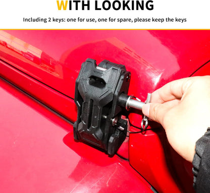 Locking Hood Latch Hood Lock Compatible with 2018-2025 Jeep Wrangler JL 4XE Gladiator JT Hood Latches Kit Hood Catch Replacement Accessories, Eliminate Hood Flutter, 2X Keys, 1 Pair