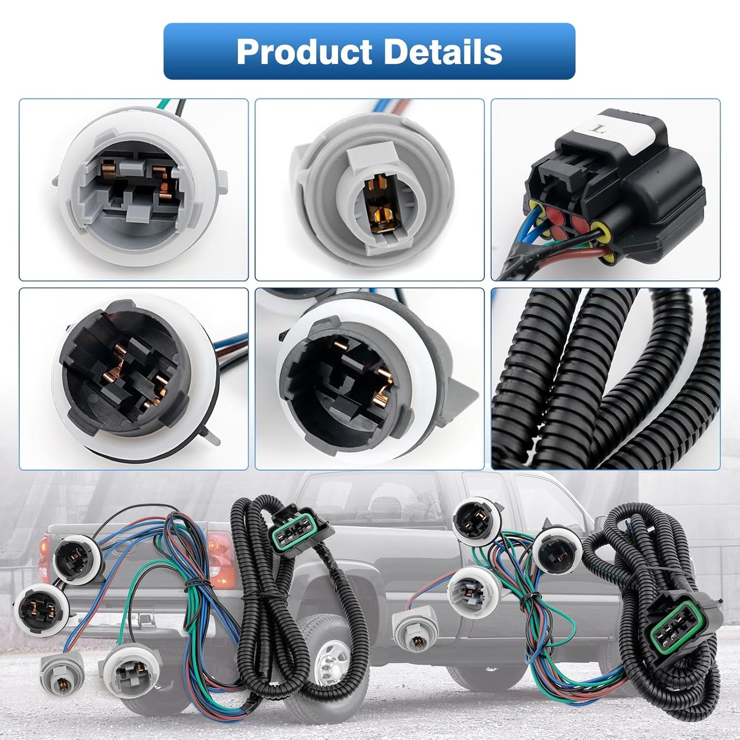 Tail Light Wiring Harness Compatible with 2003-2007 Chevy Silverado 1500 1500HD 2500 2500HD 3500 3500HD Replaces 16531401 16531402