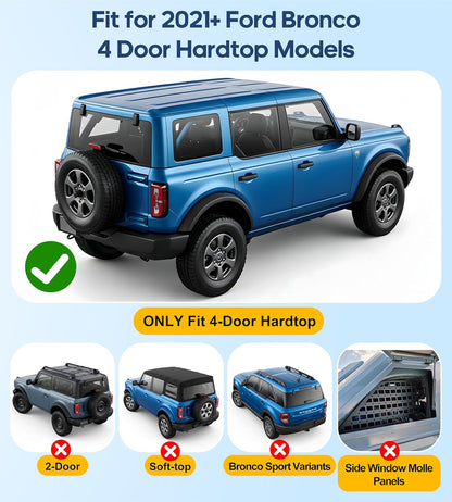 Interior Rear Cargo Basket Rack with Bonus Cargo Net  Fit for 2021-2026 Ford Bronco 4 Door Hardtop (Excluding Softtop or Sport)