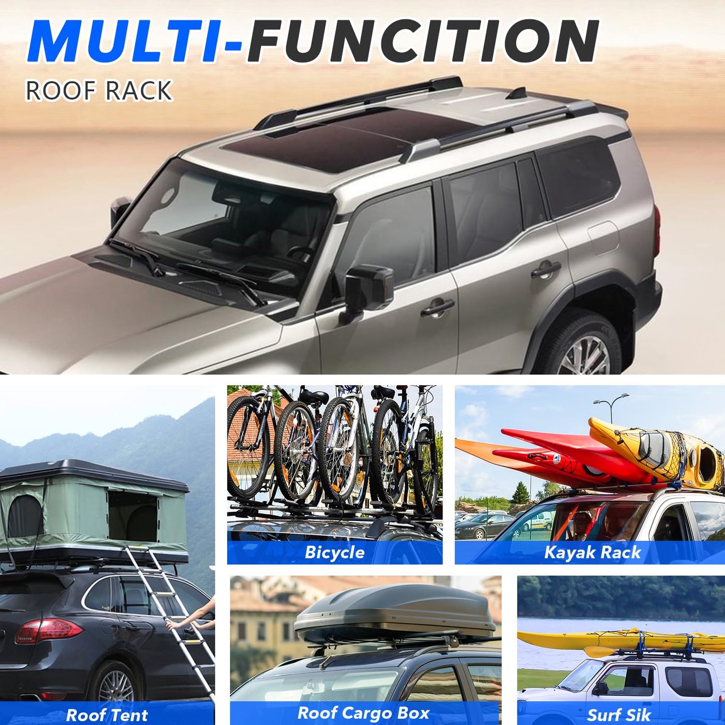 Roof Rack Side Rails + Cross Bars for Toyota Land Cruiser Prado J250 LC250/1958 2024-2026