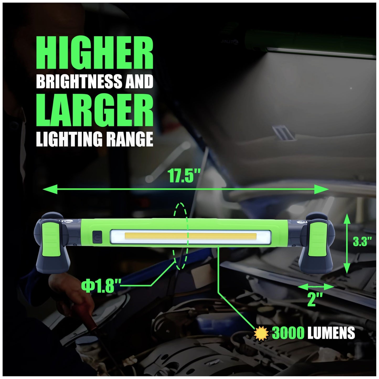 Magnetic Work Light - 3000LM Rechargeable LED Work Light Bar, 5200mAh Under Hood Mechanic Light for Garage, Workshop, Vehicle Inspection