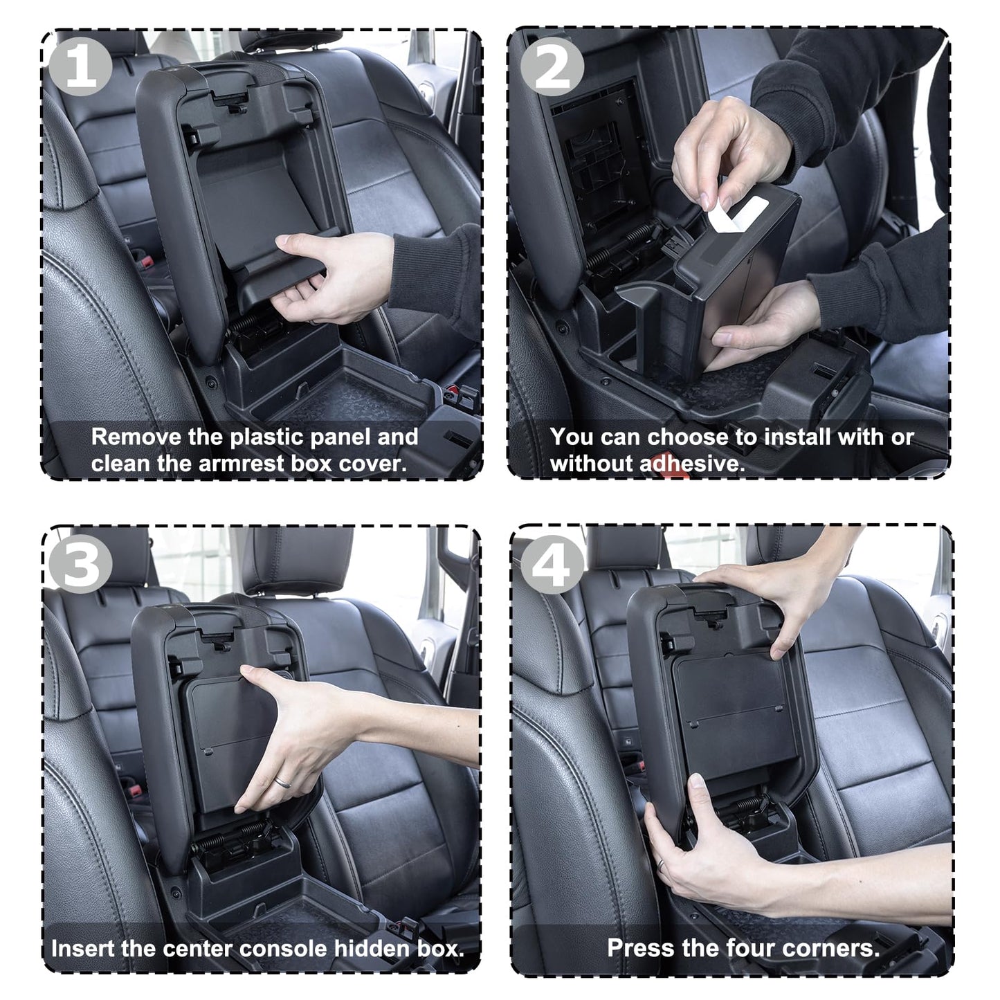 Center Console Hidden Organizer Box Compatible with Jeep Wrangler JL/JLU 4XE and Jeep Gladiator JT 2018-2026