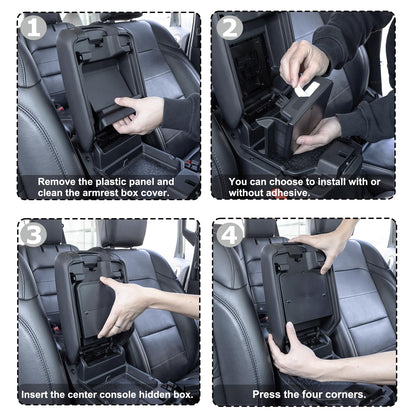 Center Console Hidden Organizer Box Compatible with Jeep Wrangler JL/JLU 4XE and Jeep Gladiator JT 2018-2026