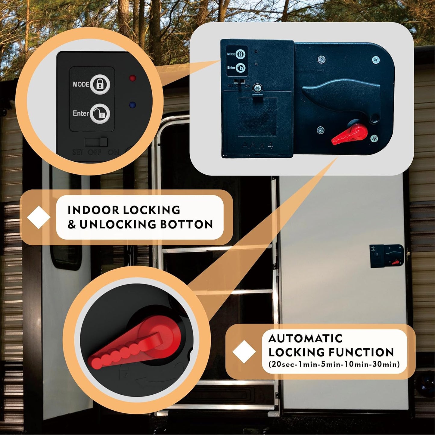 Upgraded RV Door Lock entry with Fingerprint, Password & Keys Fits Camper Trailer Cargo Trailer, Excludes Class A/C RVs