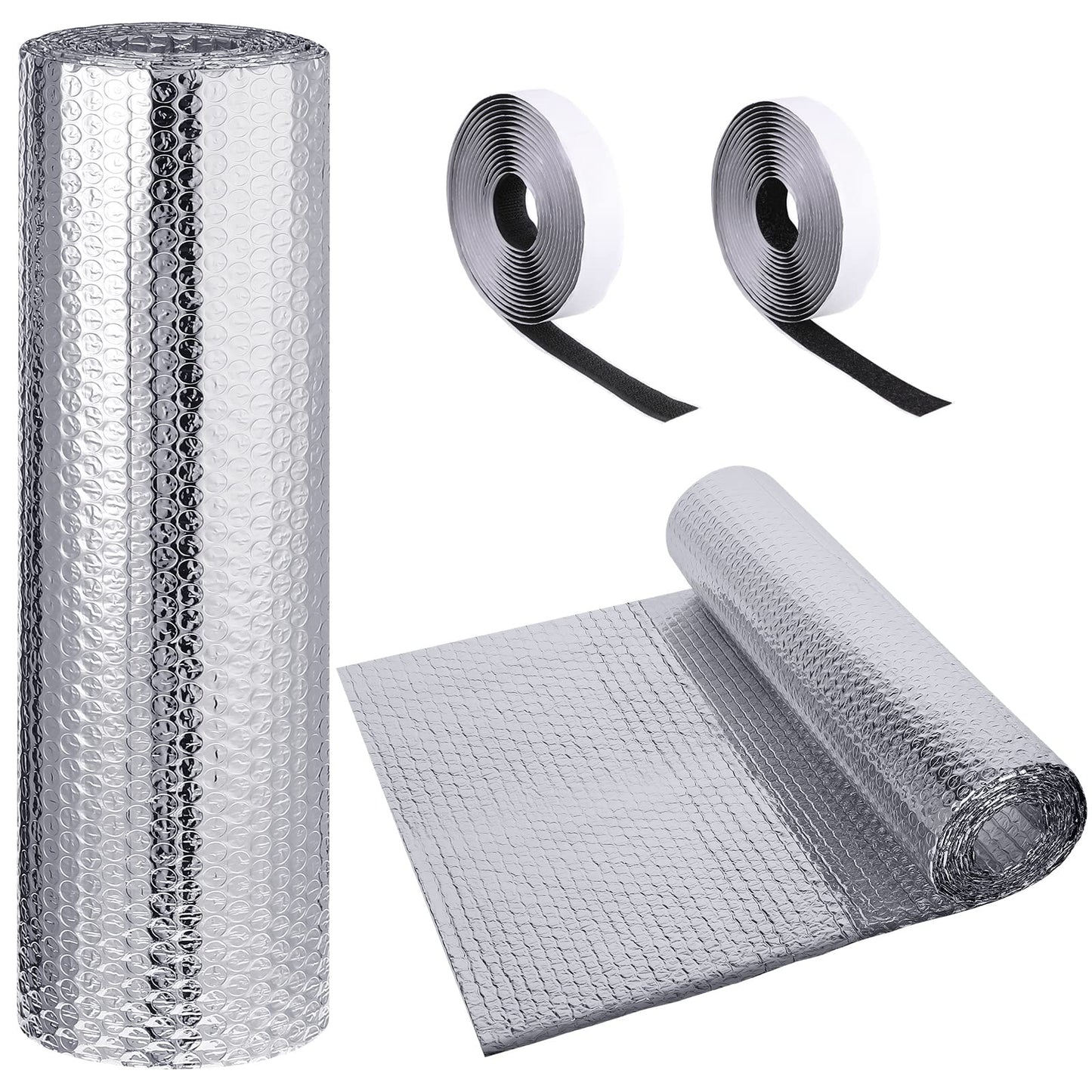 Frienda Double RV Door Window Shade Cover Blackout Reflective Insulation Roll 47x181 Inches Aluminum Foil Insulation Kit for Rv Garage Roof Door Window Skylight Shade(Silver)