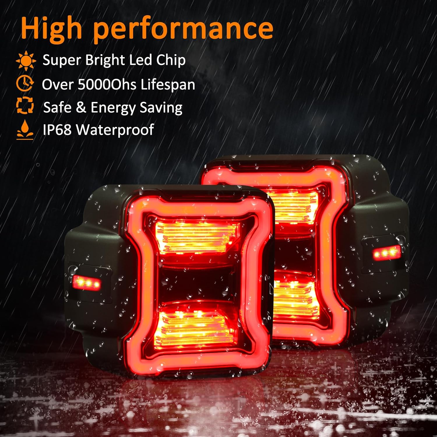 Wrangler JL Tail light, Wrangler JL Tail Light Compatible with Jeep Wrangler JL 2018-2024, Brake Light Reverse Light Turn Signal Lamp Daytime Running Lamps DRL Side Marker Light Assembly