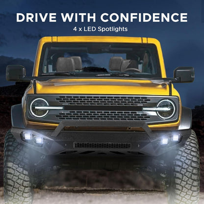 Off Road Front/ Rear  Bumper Compatible with Ford Bronco 2021 - 2025 (Not for Bronco Sport) with 4 Lights
