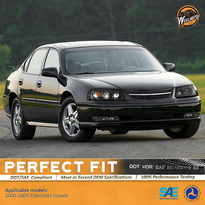 For 2000-2005 Chevy Impala Headlights Assembly,Headlamp Replacement with Chrome/Black Housing Amber Reflector Left+Right Pair - OMOTOR