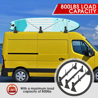 Ladder Rack for Van Compatible with Chevy Express 1500 2500 3500 Ford Econoline GMC Savana Fullsize with Rain Gutter