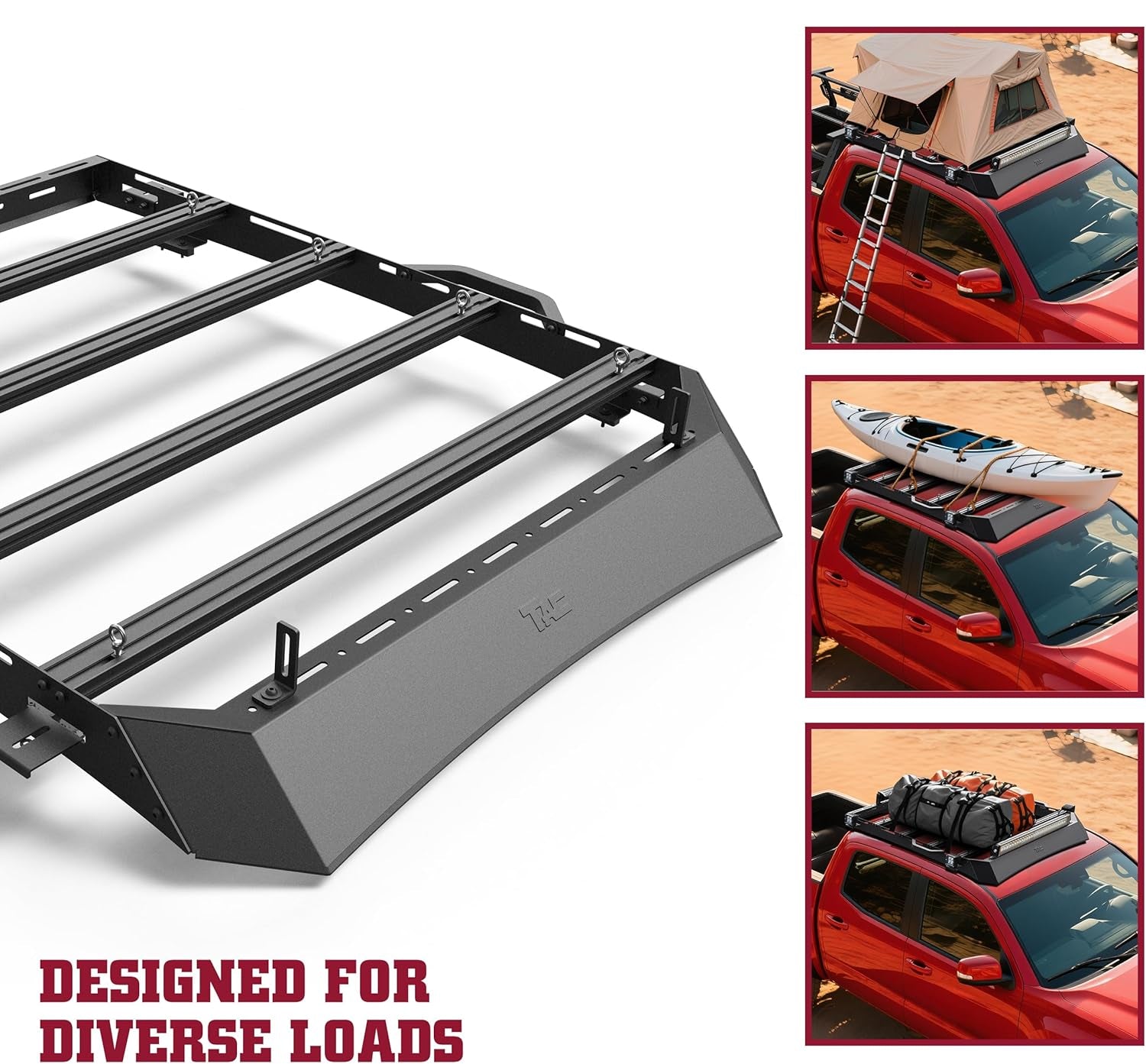 TAC Roof Rack Compatible with 2024-2025 Tacoma Double Cab Truck Cross Bar Cargo Canoe Bike Kayak Snowboard Luggage Upper Storage Carrier Truck Outdoors Gear