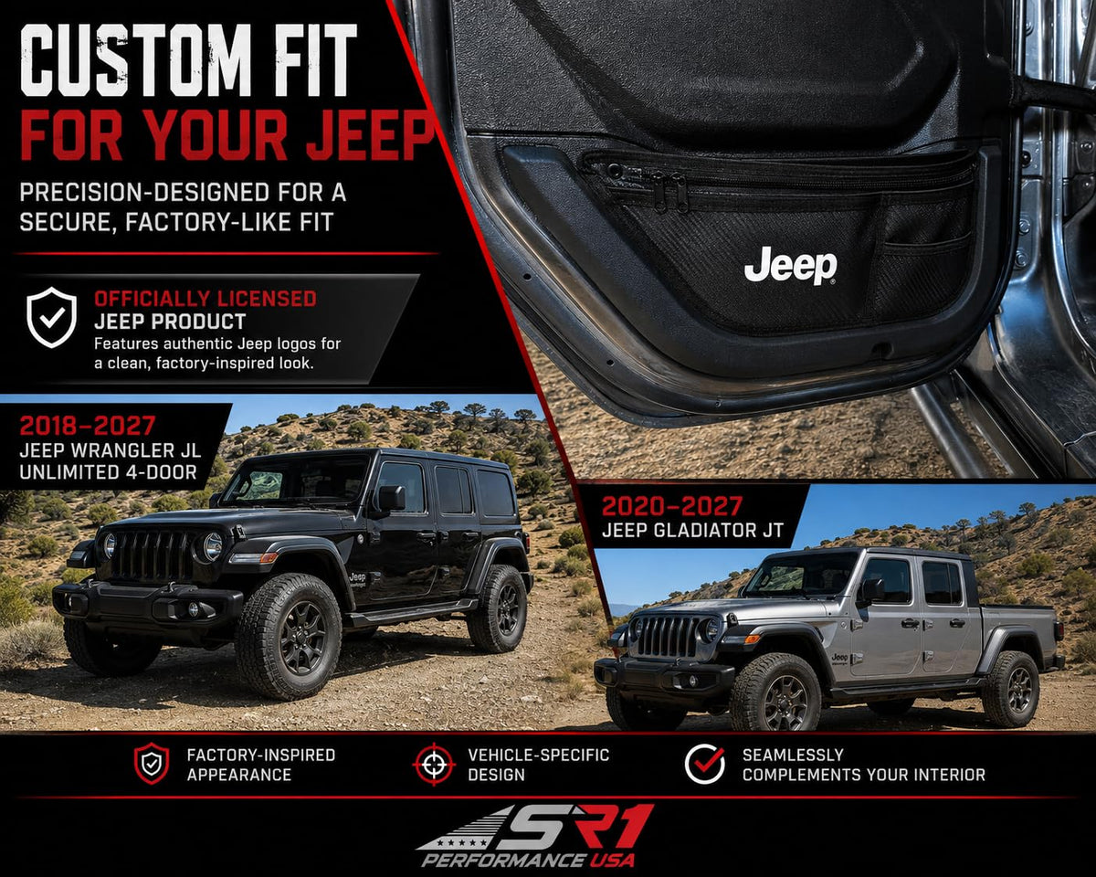 Front & Rear Door Storage Bags for Wrangler JL 2018-2027 & Gladiator JT 2020-2027
