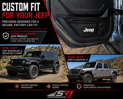 Front & Rear Door Storage Bags for Wrangler JL 2018-2027 & Gladiator JT 2020-2027